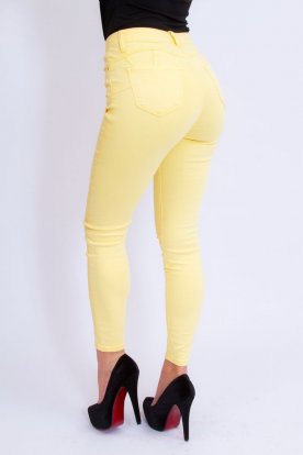 MISS BONBON divatos szexi push up-os sárga színű farmer nadrág