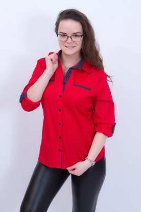 CATANIA divatos pötyökkel díszített nagy méretű piros ing