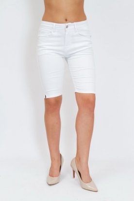 FIONINA divatos női nagy méretű vékony anyagú push up-os fehér rövidnadrág